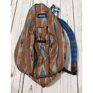 KAVU Rope Bag New Tumbleweed Ikat Brown Blue Sling Crossbody Backpack Canvas